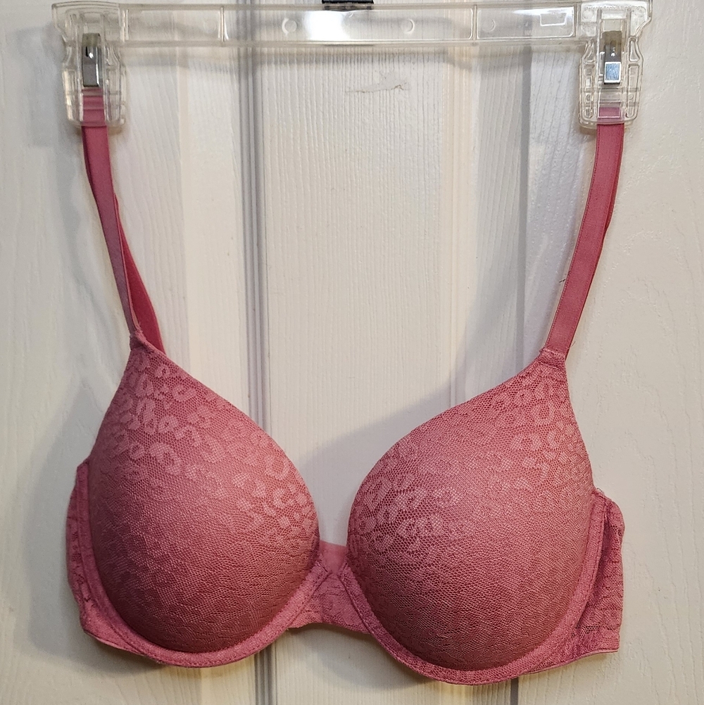 PINK Victoria's Secret 36C Leopard Lace Wear Everywhere Push-Up Bra In Pink